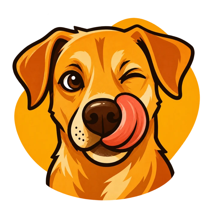 Mascote caramelo da Vira-Lata Lab piscando